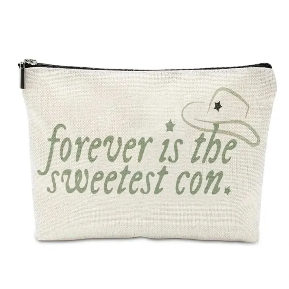 Cosmetic Bag with Zipper & Print of Taylor Swift’s Lyrics Cowboy Like Me NEW